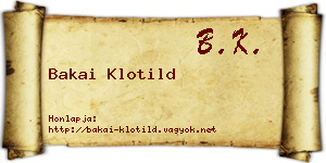 Bakai Klotild névjegykártya